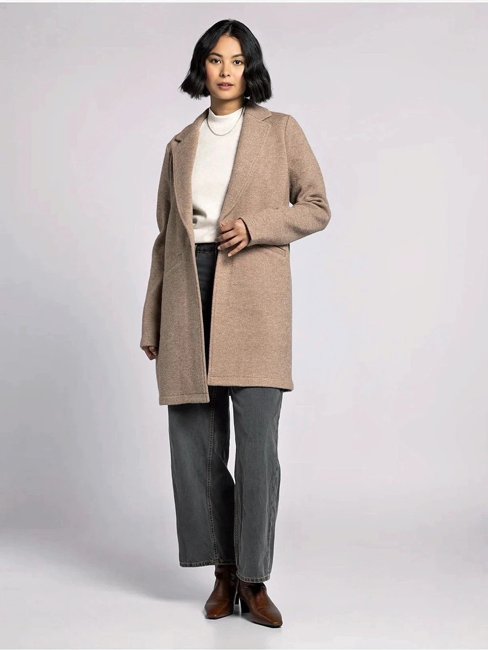Thread & Supply Kenzie Textured Long Coat in Brown/Ivory Large NWT